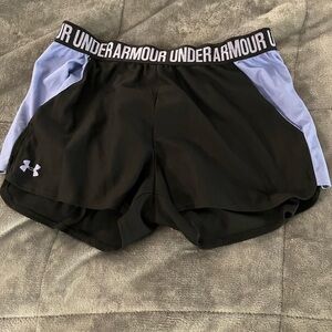 Under Armour Black and purple Athletic Shorts Moisture-Wicking Design